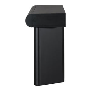 English Elm U_Style 47.6" Modern High-Gloss Entryway Table with Curved Drawers, Geometric Legs & Storage Black N711P285757B