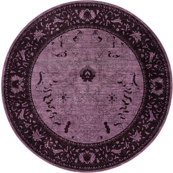 Unique Loom La Jolla Floral Machine Made Floral Rug Purple, Violet/Purple 12' 2" x 12' 2"