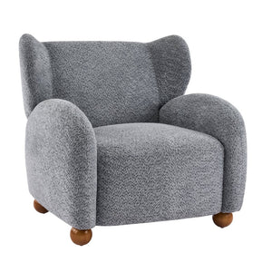 English Elm Wingback Boucle Accent Chair with Rounded Legs for Living Room or Reading Nook N776P376365B