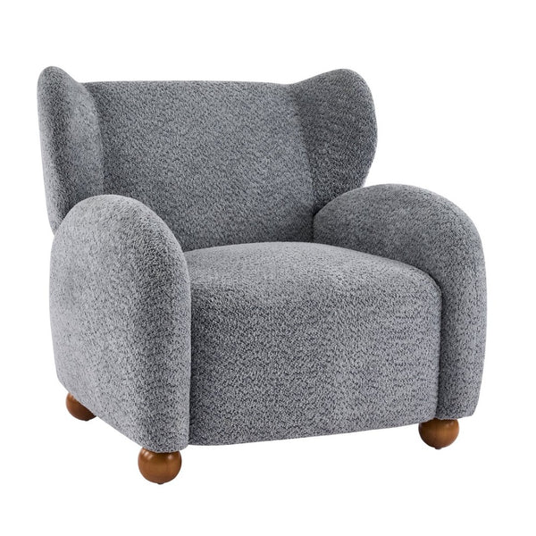 English Elm Wingback Boucle Accent Chair with Rounded Legs for Living Room or Reading Nook N776P376365B