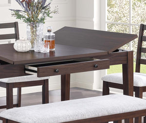 English Elm Walnut Counter Height Dining Table with Lift-Top Storage & Drawer, Seats 6, Modern Tapered Legs Walnut 45 L x 7 W x 70 H B011P370424