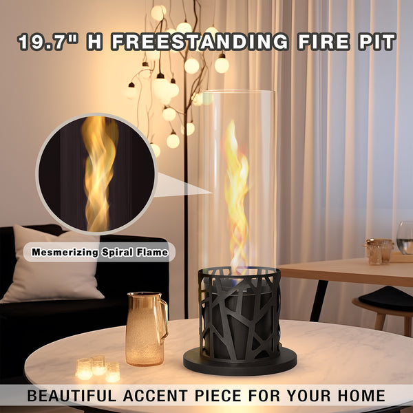 English Elm Tornado Tabletop Bio Ethanol Fireplace Portable Indoor Outdoor Smoke-Free Flame with Glass Guard W1889P397320