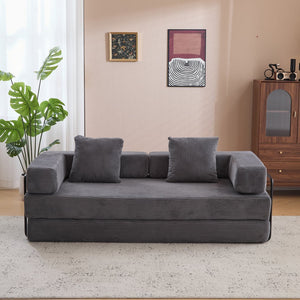 English Elm Floor Couch - Convertible Corduroy Sofa Bed With Back Support, Ideal For Small Spaces & Guests W3723P345017