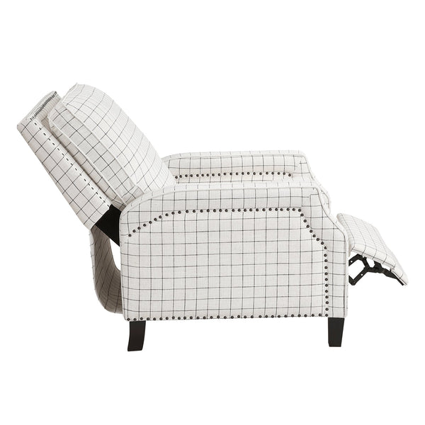English Elm Push Push-back Recliner Chair Off-White Self-Reclining 300lb Capacity Nailhead Trim Cozy Seat B011P359598