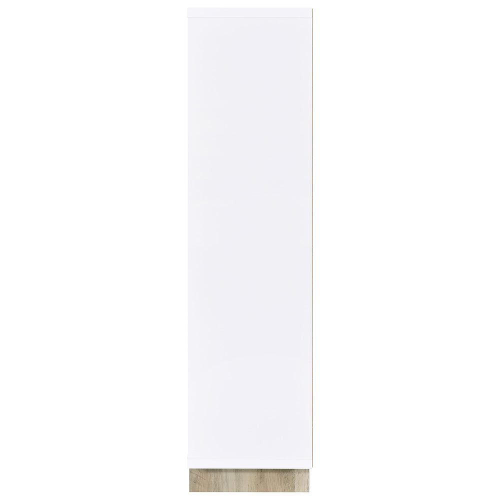 English Elm Geilys 65-inch White & Distressed Pine 8-Shelf Bookcase with Arched Cottagecore Design, Rustic Display Storage B062P299841