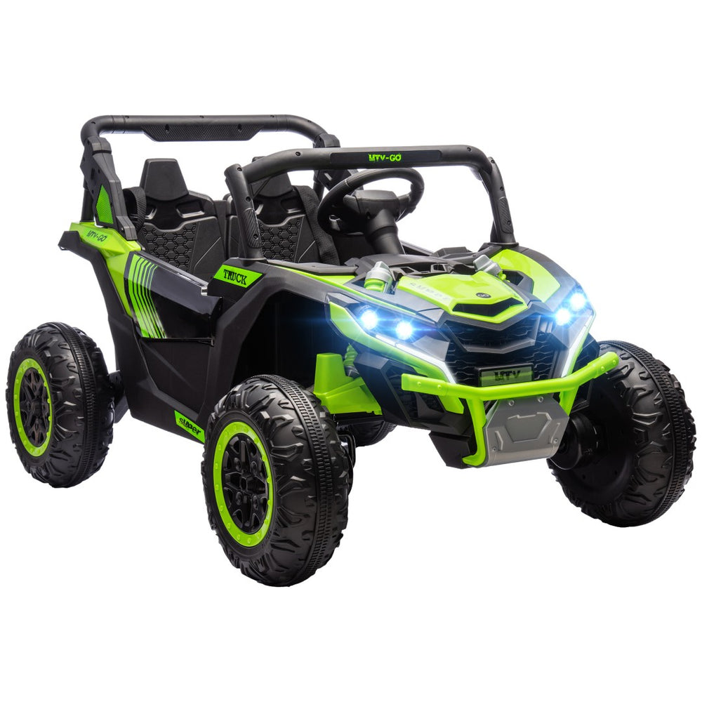 English Elm Aosom 12v Electric Kids Ride on Utv with Remote Control Suspension and Music System Green W2225P229516