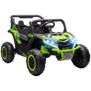 English Elm Aosom 12v Electric Kids Ride on Utv with Remote Control Suspension and Music System Green W2225P229516