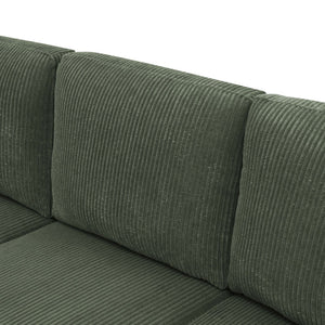 English Elm Cordory Corduroy Modular Sectional with Ottomans Retro Exposed Legs Living Room Dark Green B2748S00033
