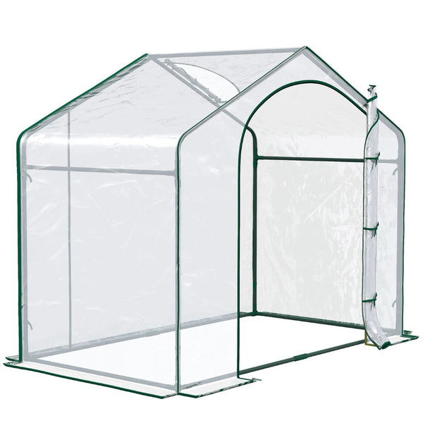 English Elm Outsunny 6' X 3' X 5' Walk-In Greenhouse With Pvc Cover, Zippered Door, Steel Frame For Year-Round Growth W2225P174456-GIGA