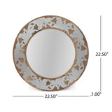 Christopher Knight Home® - Noble House - Mercer Handcrafted Mango Wood Aluminum Fitted Round Mirror, Natural and Antique Silver