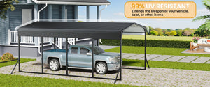English Elm 12x20ft Steel Peak Roof Carport Heavy Duty Outdoor Shelter for Trucks Boats and Events W1820S00013