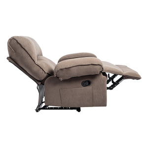 English Elm Oversized Velvet Push-Back Recliner Chair Sofa with Massage Pillow, Super Soft Fleece Comfort and Easy Assembly Brown W1403S00004