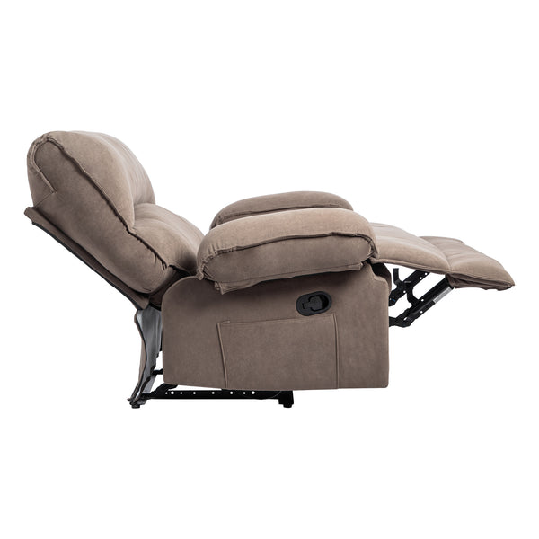 English Elm Oversized Velvet Push-Back Recliner Chair Sofa with Massage Pillow, Super Soft Fleece Comfort and Easy Assembly Brown W1403S00004