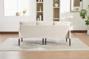 English Elm United We Win Corduroy Loveseat Plush Ergonomic Sofa with Spring Support Metal Legs Beige W1568P410043
