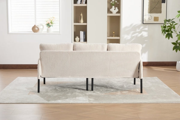 English Elm United We Win Corduroy Loveseat Plush Ergonomic Sofa with Spring Support Metal Legs Beige W1568P410043