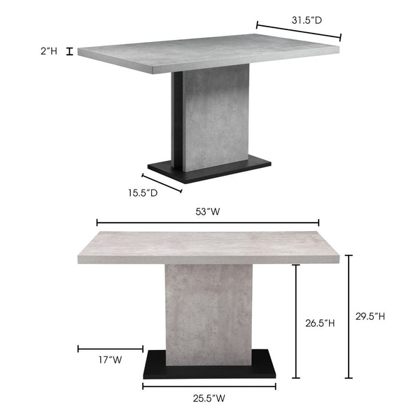 English Elm Hanlon Concrete Finish Rectangular Dining Table Seats Four Urban Loft Modern B2769S00001