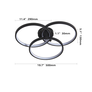 English Elm 20" Modern Black LED Ceiling Light — 3-Ring Flush Mount, Energy-Saving, Sleek Durable Design for Living Room W1340P253585