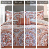 Madison Park Essentials Serenity Global Inspired 9 Piece Comforter Set with Cotton Bed Sheets MPE10-208 Coral