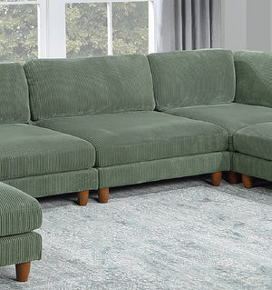 English Elm Contemporary Sage 6Pc Modular Sectional Set With Corduroy Upholstery - Versatile Comfort & Style B011S01159