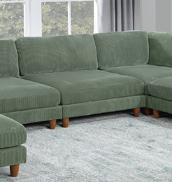 English Elm Contemporary Sage 6Pc Modular Sectional Set With Corduroy Upholstery - Versatile Comfort & Style B011S01159