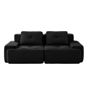 English Elm 82" Modern L-Shaped Modular Sectional Sofa with Plush Corduroy, Deep Seats, Tufted Elegance Black W714P364685