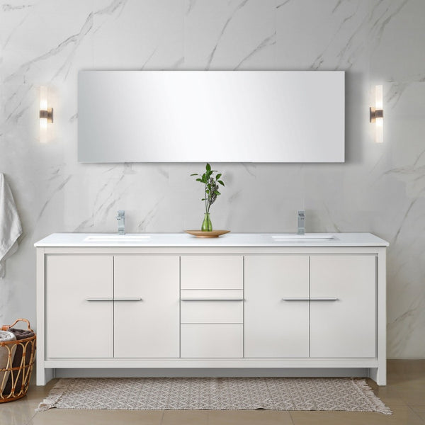 English Elm White Double Bath Vanity With Quartz Top, Chrome Faucet & Ample Storage For Modern Bathrooms B2731P259569-GIGA