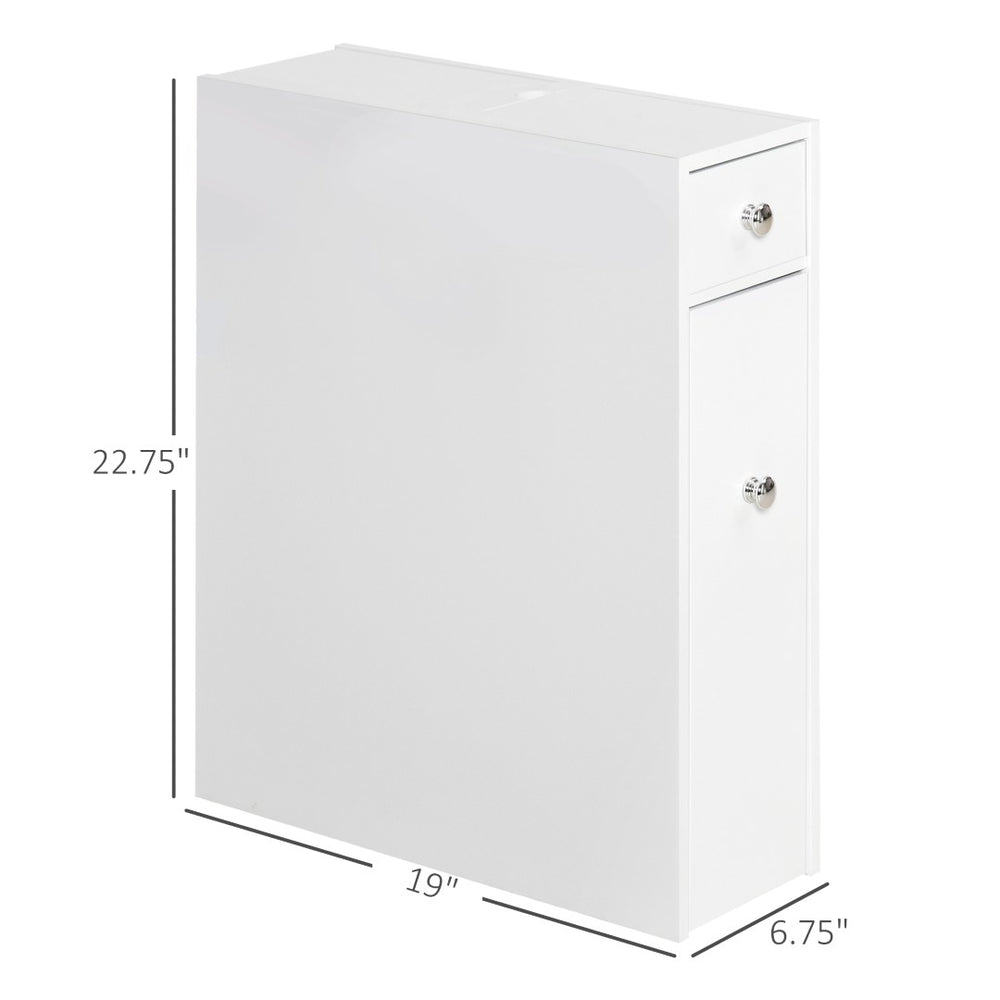English Elm Free Standing Narrow Bathroom Cabinet White Mdf Four Zone Organizer with Drawers T3971P416021