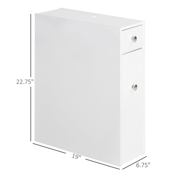 English Elm Free Standing Narrow Bathroom Cabinet White Mdf Four Zone Organizer with Drawers T3971P416021