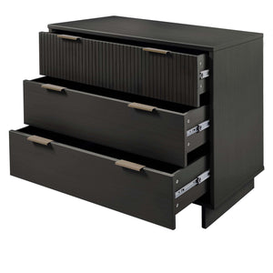 English Elm Granville 38" Dresser In Charcoal Gray – Stylish 3-Drawer Storage With Glam Accents For Modern Decor B365S00078