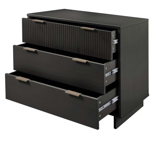 English Elm Granville 38" Dresser In Charcoal Gray – Stylish 3-Drawer Storage With Glam Accents For Modern Decor B365S00078