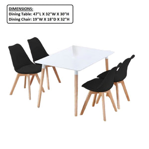 English Elm Modern Mid-century 5 Piece Dining Set with Eames Style Chairs and Beech Wood Legs B011S02494