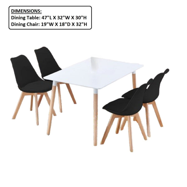 English Elm Modern Mid-century 5 Piece Dining Set with Eames Style Chairs and Beech Wood Legs B011S02494