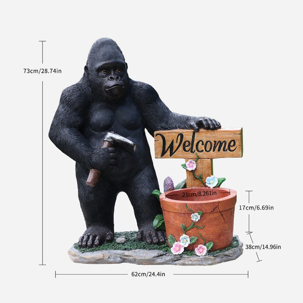 English Elm Outdoor Bear Planter Sculpture Hand Painted Resin Yard Statue for Garden Pathways W5398P455474