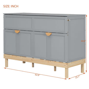 English Elm Queen Murphy Wall Bed Solid Pine Cabinet with Drawer Modern Space Saving Design Gray N708P243886E