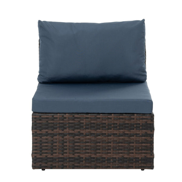 English Elm Patio 5-Piece Wicker Furniture Set With Comfortable Cushions & Glass Coffee Table For Outdoor Relaxation W1703S00021-GIGA