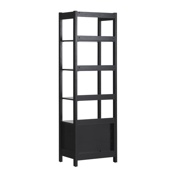 English Elm Walker Edison - Transitional Wide Reeded Bookshelf with Drawers on Bottom for Home Office, Spacious Shelving & Storage Black 75.38 L x 20.38 W x 6 H B185P200193