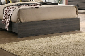 English Elm Contemporary King Size Bedframe With Tufted Headboard, Gray Upholstery & Rubberwood Frame Design B011P236789