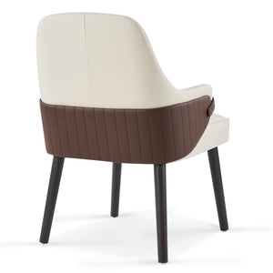 English Elm Indoor Two-tone Fabric Armchair Set Curved Back Ergonomic Dining Accent Seating Beige,Brown N779P370716L