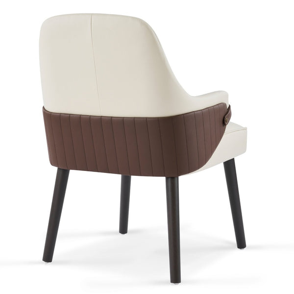 English Elm Indoor Two-tone Fabric Armchair Set Curved Back Ergonomic Dining Accent Seating Beige,Brown N779P370716L