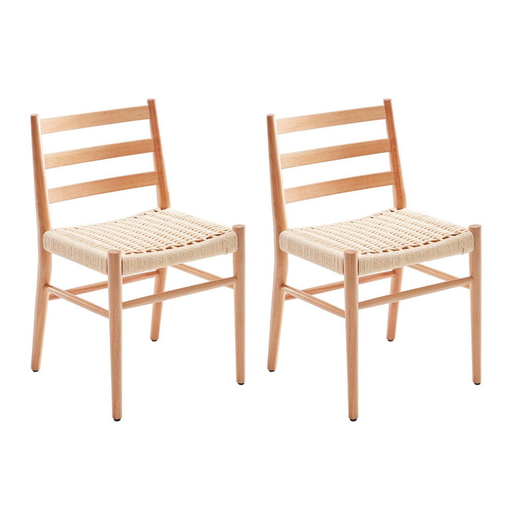 English Elm Dining Chairs with Handwoven Rope Seats and Iron Frame Mid Century Modern Set of 2 Beige,Natural T3623P431438