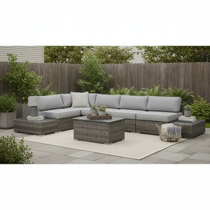 English Elm Outdoor 8-Piece Wicker Sofa Set For 4 With Cushions & Tables – Weather-Resistant & Stylish Retreat B120S00264-GIGA