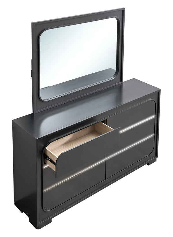 English Elm Milan Modern White Dresser with Integrated Led Lighting and Full Extension Drawers Wenge B078P497941