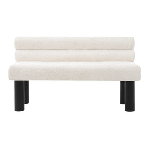 English Elm Upholstered Dining and Entryway Bench with Rubberwood Legs Padded Seat 300 Lb Capacity Beige,Black N779P371712A