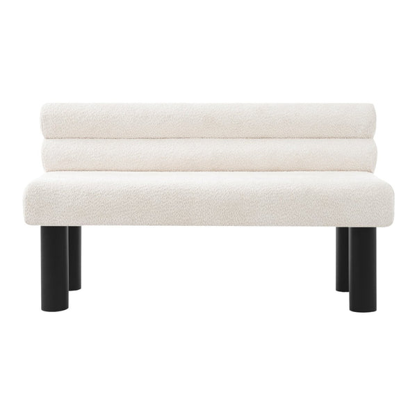 English Elm Upholstered Dining and Entryway Bench with Rubberwood Legs Padded Seat 300 Lb Capacity Beige,Black N779P371712A