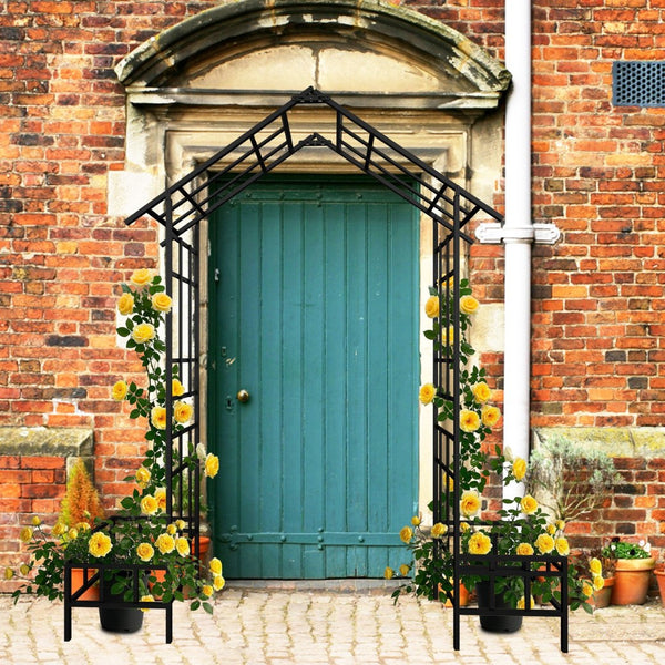 English Elm Metal Garden Arch Powder Coated Adjustable Width Climbing Plant Support Outdoor W1586P268890