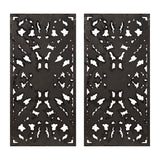 Madison Park Botanical Panel Transitional Distressed Carved Wood 2-piece Wall Decor Set MP95B-0264 Antique Blue