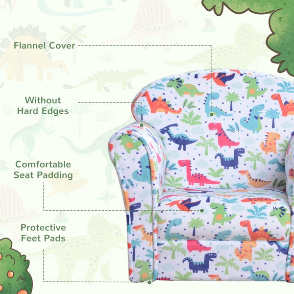English Elm Qaba Kid'S Dinosaur Sofa Chair - Cozy Flannel Armchair For Toddlers, Perfect For Playroom & Bedroom W2225P217360-GIGA
