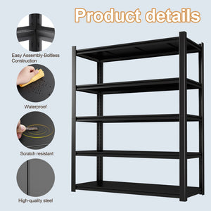 English Elm 83.86" Steel 5-tier Adjustable Shelving Unit Heavy Duty Rack for Garage Pantry T3625P497813