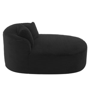 English Elm Modern Chaise Lounge Sofa oversized corduroy chaise with high-density foam, spring support & pillows Black N719P329129B