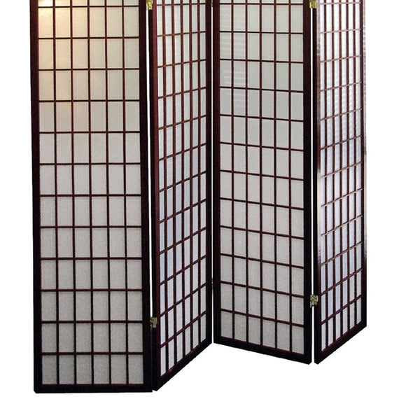 English Elm 70" Tall 4-Panel Screen - Elegant Japanese Room Divider With Cherry Finish For Stylish Privacy Solutions B072115971